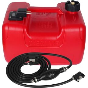 3 Gallon/12L Rectangular Portable Boat Fuel Tank with Hose Connector for Marine Outboard Motor Fuel Tank - Red (1pack)