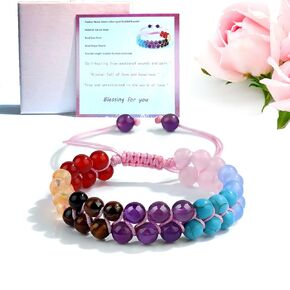 Pink Crystal Anti-anxiety and Decompression Yoga Bracelet, Pink Crystal, Turquoise and Golden Beads triple protect and cure gems, love and peace.