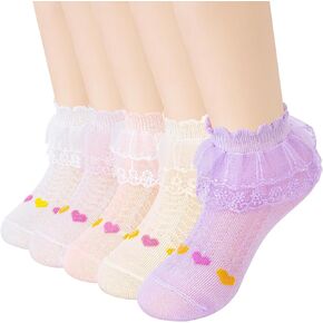 Baby Toddlers Girls Ruffle Lace Trims Socks Eyelet Mesh Princess Cotton Soft Dress Frilly Socks Kids 1-9T