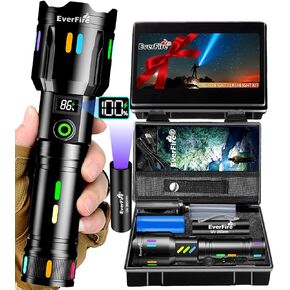 مصباح يدوي LED، مصابيح كاشفة قابلة لإعادة الشحن لومن عالي السطوع 990000 لومن، 5 أوضاع ضوء فلاش تكتيكي قوي IPX7 مقاوم للماء تركيز زوومابلي للتخييم في حالات الطوارئ ومعدات المشي لمسافات طويلة الأساسية وصيد الأسماك في المنزل in Kuwait