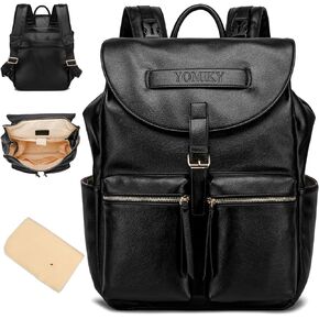 Yomiky Leather Diaper Bag Backpack for Women with Changing Pad and Multiple Pockets. Stylish and Functional