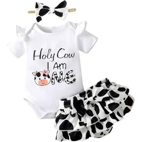Baby Girl 1st Birthday Outfit Girl First Birthday Outfit Baby Cow Bodysuit in Kuwait