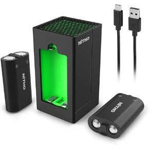 NiTHO Rechargeable Battery Pack for Xbox One/Xbox Series X|S, Xbox Controller Battery Charger Kit with 2-Pack Batteries and Dual-Slot Charger Station for Xbox Series X|S, Xbox One/One X/One S Elite