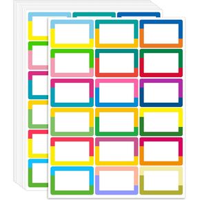 18 Colors Name Tags Stickers， 630 Labels for Office, Meeting, School, Teachers and Mailing，Two-Tone Border Sticker(3"x2")