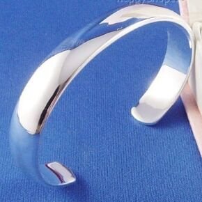 Hylong Jewelry 1PC 925 Sterling Silver fashion smooth cuff bangle bracelet