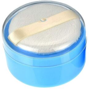 1PCS Empty Storage Body Talcum Powder Container with Sifter and Powder Puffs Make-up Loose Powder Box Case Holder for Home and Travel(Blue)