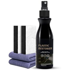 BIBOKLTIY Plastic Restorer for Cars, Shines & Protects Plastic, Rubber, Leather Surfaces, Resists Water, UV Rays, Dirt, 4oz Spray Bottle
