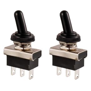 BOJACK Toggle Switch SPDT ON-ON 3 Terminal pin 12 VDC 25 A with Waterproof Cap for Auto Car 102 (Pack of 2 Pcs)…