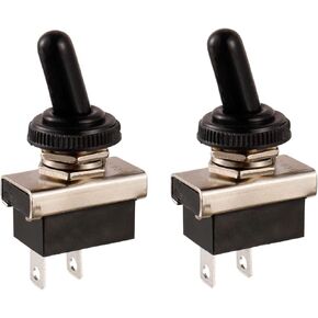 BOJACK Toggle Switch SPDT ON-ON 3 Terminal pin 12 VDC 25 A with Waterproof Cap for Auto Car 102 (Pack of 2 Pcs)…