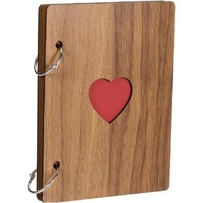 PATIKIL Wooden Scrapbook Album, 1Pcs 6 x 4 inch Scrapbook Photo Album, Guest Book DIY Memory Book with 15 Black Pages, for Christmas Anniversary Birthday Gift,Wooden