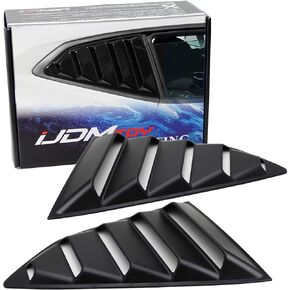 iJDMTOY Left/Right Black Finish Racing Style Rear Side Window Scoop Air Vent/Louver Shades Compatible with 2016-up Chevy Camaro