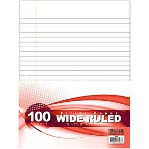 BAZIC Filler Paper Loose Leaf Papers 150 ?Sheet, Wide Ruled 3 Hole Punched for Ring Binders, for Office School Student Writing, 1-Pack