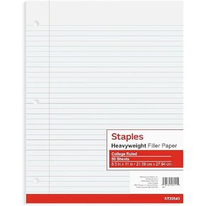 Staples 439497 Heavyweight College Ruled Filler Paper 8.5-Inch x 11-Inch 50 Sh./PK (22643)