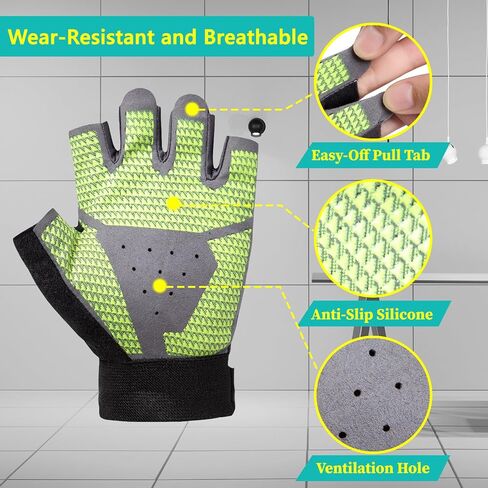 Workout Gloves for Men Women, Gym Gloves with Half Fingers, Breathable Fabric, Anti-Slip Palm, Exercise Gloves Perfect for Cycling, Fitness in Saudi Arabia