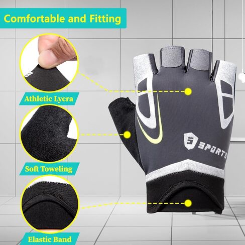 Workout Gloves for Men Women, Gym Gloves with Half Fingers, Breathable Fabric, Anti-Slip Palm, Exercise Gloves Perfect for Cycling, Fitness in Saudi Arabia