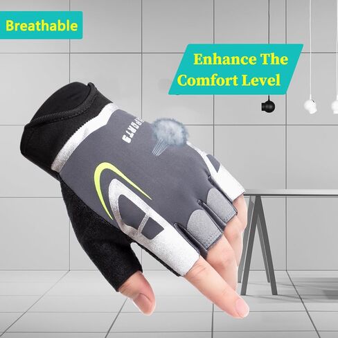Workout Gloves for Men Women, Gym Gloves with Half Fingers, Breathable Fabric, Anti-Slip Palm, Exercise Gloves Perfect for Cycling, Fitness in Saudi Arabia