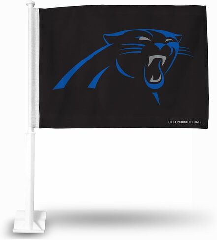 Rico Industries NFL Carolina Panthers - Black Car Flag with included Pole 16 x 19.5-" in Saudi Arabia
