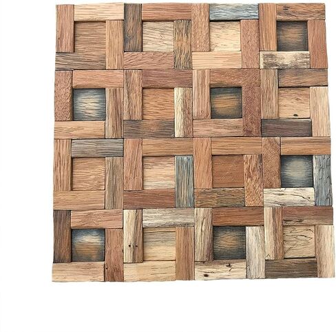 Ekena Millwork WPW12X12FRMENA Freeport Boat Wood Mosaic Wall Tile, 11 7/8"W x 11 7/8"H x 3/4"P, Natural Finish in Kuwait
