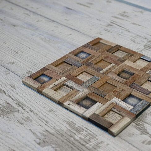 Ekena Millwork WPW12X12FRMENA Freeport Boat Wood Mosaic Wall Tile, 11 7/8"W x 11 7/8"H x 3/4"P, Natural Finish in Kuwait