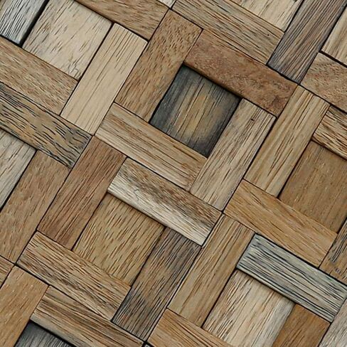Ekena Millwork WPW12X12FRMENA Freeport Boat Wood Mosaic Wall Tile, 11 7/8"W x 11 7/8"H x 3/4"P, Natural Finish in Kuwait