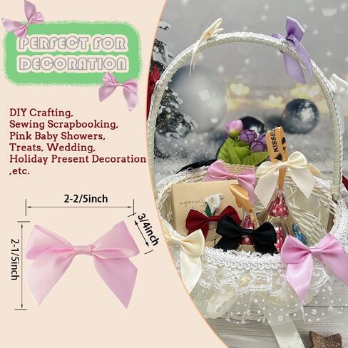 Mini Ribbon Bows for Crafts,Premade Mini Christmas Bows,30 Pieces Multicolor Small Satin Bows with Adhesive Stickers in Saudi Arabia