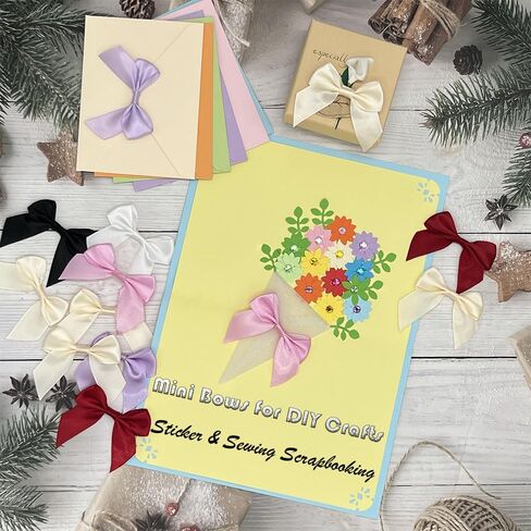 Mini Ribbon Bows for Crafts,Premade Mini Christmas Bows,30 Pieces Multicolor Small Satin Bows with Adhesive Stickers in Saudi Arabia