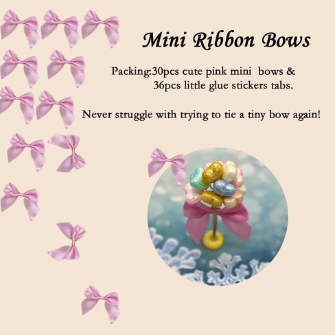 Mini Ribbon Bows for Crafts,Premade Mini Christmas Bows,30 Pieces Multicolor Small Satin Bows with Adhesive Stickers in Saudi Arabia