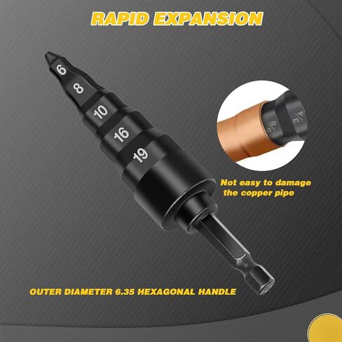 Yizlte HVAC Repairing Tool Air Conditioner Copper Pipe Swage Tube Tool, Swaging Tool Drill Bit Set Copper Pipe Cutter Tube Expander Drill Bit Repairing Set with 6, 9, 12, 16, 19mm in Saudi Arabia
