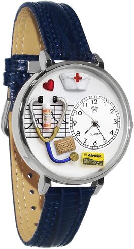 هدايا غريبة الأطوار ممرضة الصليب الأحمر 3D ووتش | لمسة نهائية ذهبية أو فضية كبيرة | حزام ساعة أزرق أو أبيض | الجدة الممتعة الفريدة | مصنوع يدويًا في الولايات المتحدة الأمريكية in Kuwait