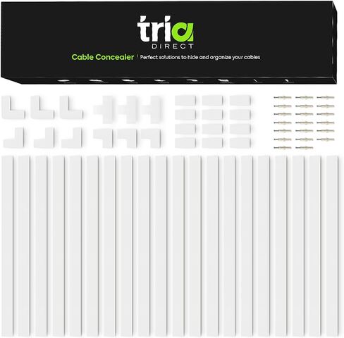 252'' Cord Hiders for TV on Wall - Cord Cover Raceway Paintable Kit 1 or 2 Cable, White Cable Cover Channel - Cable and Cord Management Home and Office, Concealer, Self Adhesive Channel in Saudi Arabia