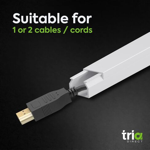 252'' Cord Hiders for TV on Wall - Cord Cover Raceway Paintable Kit 1 or 2 Cable, White Cable Cover Channel - Cable and Cord Management Home and Office, Concealer, Self Adhesive Channel in Saudi Arabia