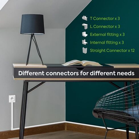 252'' Cord Hiders for TV on Wall - Cord Cover Raceway Paintable Kit 1 or 2 Cable, White Cable Cover Channel - Cable and Cord Management Home and Office, Concealer, Self Adhesive Channel in Saudi Arabia
