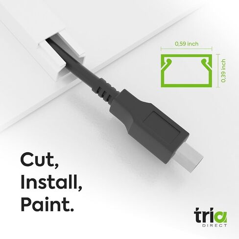 252'' Cord Hiders for TV on Wall - Cord Cover Raceway Paintable Kit 1 or 2 Cable, White Cable Cover Channel - Cable and Cord Management Home and Office, Concealer, Self Adhesive Channel in Saudi Arabia
