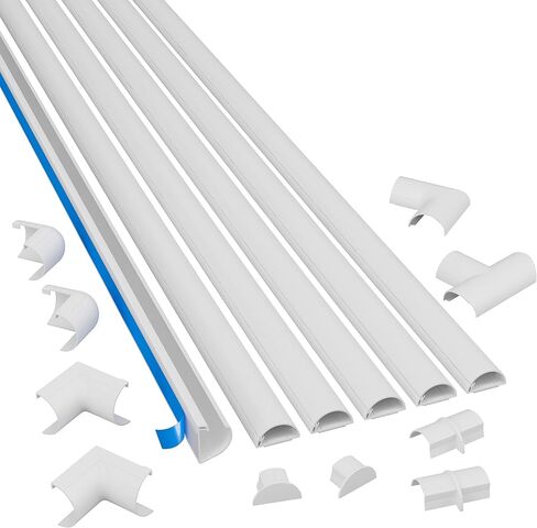 D-Line Cord Cover Kit, 30FT Self-Adhesive Wire Hider, Cable Raceway to Hide Wires on Wall, Cable Management - 6 x 5FT Channels and Accessories (0.87in (W) x 0.87in (H), Stainable Wood-Effect) in Saudi Arabia