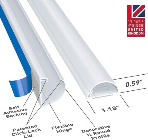 D-Line Cord Cover Kit, 30FT Self-Adhesive Wire Hider, Cable Raceway to Hide Wires on Wall, Cable Management - 6 x 5FT Channels and Accessories (0.87in (W) x 0.87in (H), Stainable Wood-Effect) in Saudi Arabia