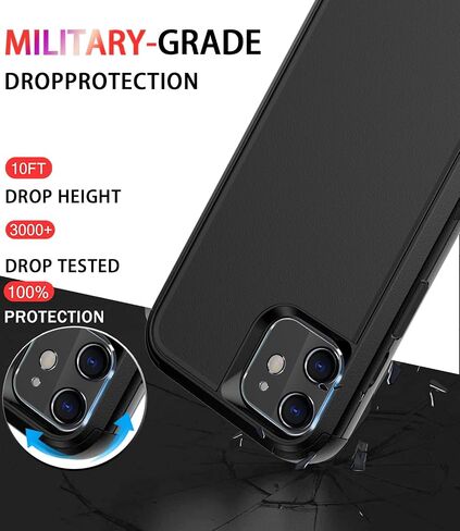 حافظة Diverbox لهاتف iPhone 11 [مقاومة للصدمات] [مقاومة للسقوط] [واقي شاشة من الزجاج المقوى]، غطاء حماية شديد التحمل لهاتف Apple iPhone 11 (أسود-3 في 1) in Kuwait