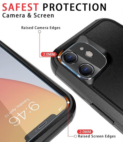 حافظة Diverbox لهاتف iPhone 11 [مقاومة للصدمات] [مقاومة للسقوط] [واقي شاشة من الزجاج المقوى]، غطاء حماية شديد التحمل لهاتف Apple iPhone 11 (أسود-3 في 1) in Kuwait