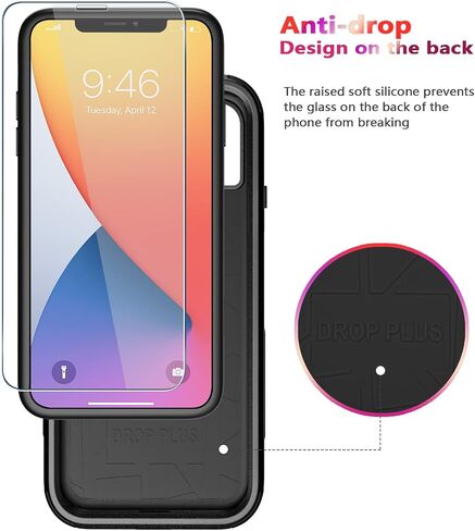 حافظة Diverbox لهاتف iPhone 11 [مقاومة للصدمات] [مقاومة للسقوط] [واقي شاشة من الزجاج المقوى]، غطاء حماية شديد التحمل لهاتف Apple iPhone 11 (أسود-3 في 1) in Kuwait