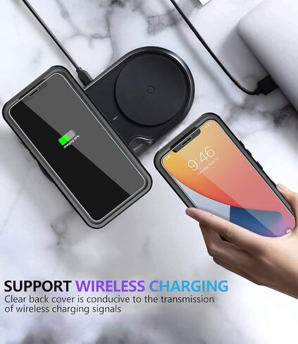حافظة Diverbox لهاتف iPhone 11 [مقاومة للصدمات] [مقاومة للسقوط] [واقي شاشة من الزجاج المقوى]، غطاء حماية شديد التحمل لهاتف Apple iPhone 11 (أسود-3 في 1) in Kuwait