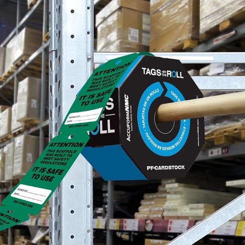 AccuformNMC 100 Scaffolding Tags by-The-Roll, Attention - Scaffold is Safe to Use, US Made OSHA Compliant Scaffold Tags, Waterproof PF-Cardstock, Resists Tears, 6.25"x3", TAR711 in Saudi Arabia