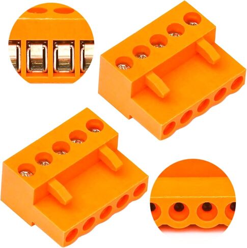 Tcenofoxy 3.96mm Connector 2/3/4/5/6/7/8/9/10/12 Pin Phoenix Connector HT396K HT3.96K HT3.96V HT3.96R Orange PCB Screw Terminal Block Connector (5Pcs 3.96M-5Pin) in Kuwait