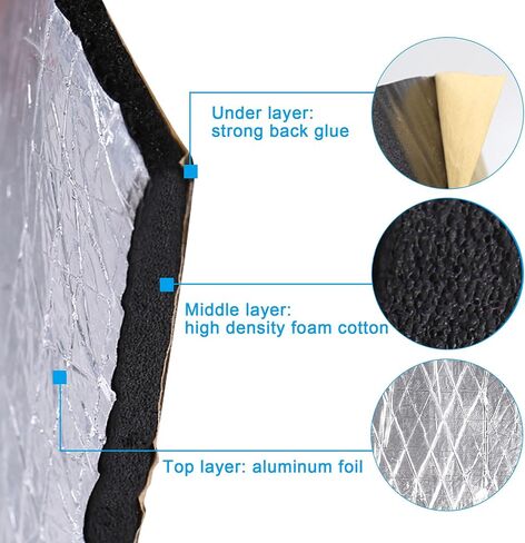 uxcell 18pcs 10mm 394mil 29.06sqft Car Sound Deadener Insulation Mat Alumina Fiber Door Audio Noise Insulation 20''x12'' in Saudi Arabia