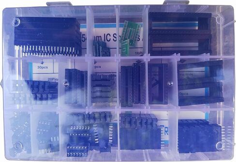 TRUSTYIWE 189Pcs 2.54mm Pitch DIP IC Sockets Solder Type Adaptor Assortment Kit (6/8/14/16/18/24/28/32/40/42 Pins) in Saudi Arabia