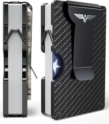 Lenvoten Credit Card Holder & Money Clip Wallets for Men-Slim RFID Blocking Men's Wallet Business Card Holder Mens Gifts Ideas (Carbon Fiber) in Saudi Arabia