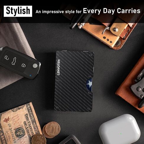 Lenvoten Credit Card Holder & Money Clip Wallets for Men-Slim RFID Blocking Men's Wallet Business Card Holder Mens Gifts Ideas (Carbon Fiber) in Saudi Arabia