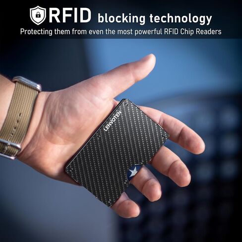 Lenvoten Credit Card Holder & Money Clip Wallets for Men-Slim RFID Blocking Men's Wallet Business Card Holder Mens Gifts Ideas (Carbon Fiber) in Saudi Arabia