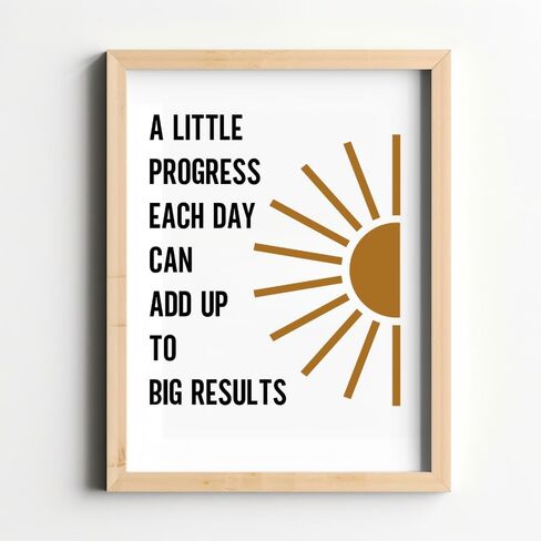 ديكور مكتب Wowsweet، القليل من التقدم كل يوم يمكن أن يضيف ما يصل إلى نتائج كبيرة، ملصق للصحة العقلية، اقتباس التقدم، مستشار المدرسة التحفيزي، ديكور جدار ملهم غير مؤطر (8X10 بوصة) in Kuwait