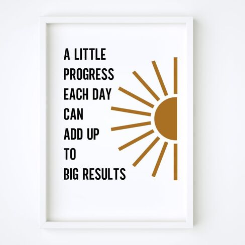 ديكور مكتب Wowsweet، القليل من التقدم كل يوم يمكن أن يضيف ما يصل إلى نتائج كبيرة، ملصق للصحة العقلية، اقتباس التقدم، مستشار المدرسة التحفيزي، ديكور جدار ملهم غير مؤطر (8X10 بوصة) in Kuwait
