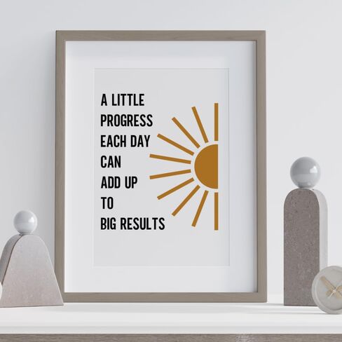ديكور مكتب Wowsweet، القليل من التقدم كل يوم يمكن أن يضيف ما يصل إلى نتائج كبيرة، ملصق للصحة العقلية، اقتباس التقدم، مستشار المدرسة التحفيزي، ديكور جدار ملهم غير مؤطر (8X10 بوصة) in Kuwait