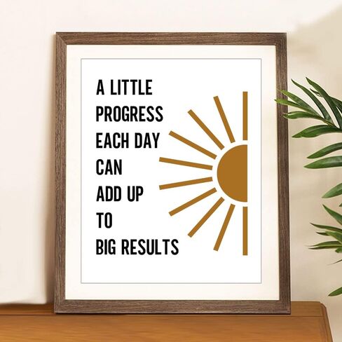ديكور مكتب Wowsweet، القليل من التقدم كل يوم يمكن أن يضيف ما يصل إلى نتائج كبيرة، ملصق للصحة العقلية، اقتباس التقدم، مستشار المدرسة التحفيزي، ديكور جدار ملهم غير مؤطر (8X10 بوصة) in Kuwait